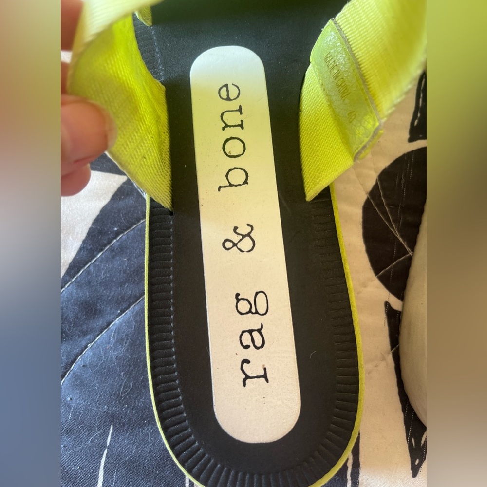 SOLD❤️ RAG & BONE Mila Neon Yellow Acid Green Slide Double Strap Sandal - Picture 10 of 12